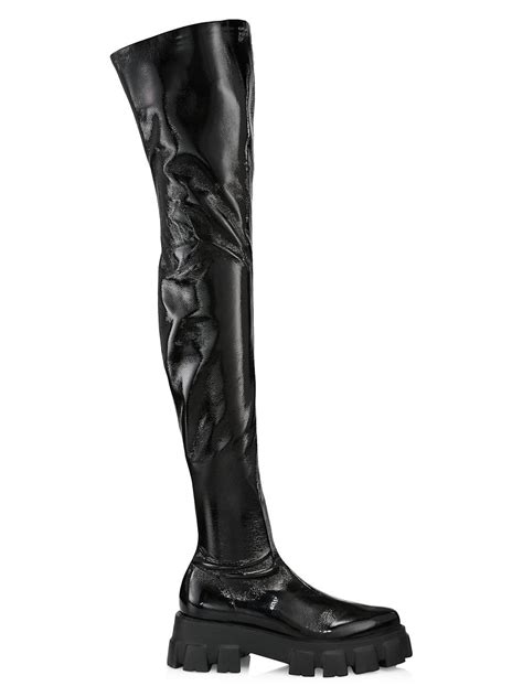 prada hiking boots green|prada thigh high boots.